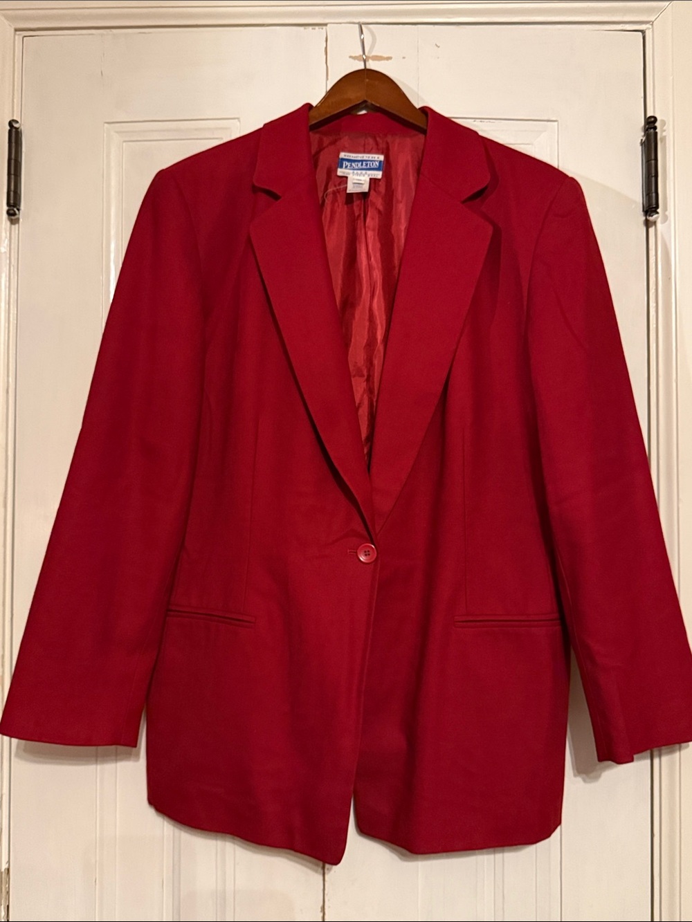 Vintage Pendleton Classic Red Single-Button Wool Blazer